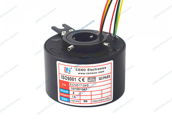 4 Sirkuit Signal Slip Ring 600rpm 17mm Melalui Lubang Untuk Aplikasi Industri