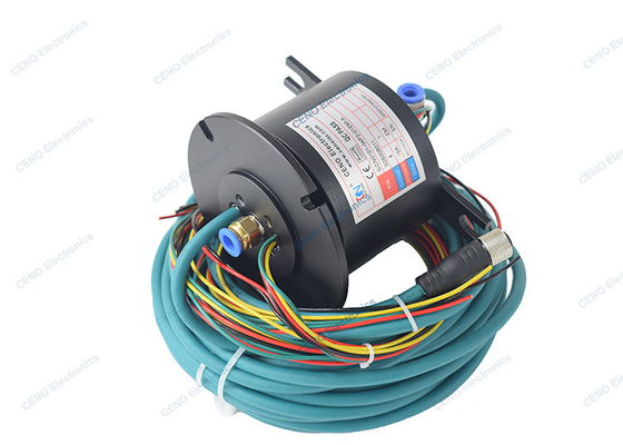 Serikat Putar Pneumatik Udara 1MPa Menggabungkan Cincin Slip Sinyal Ethernet Tenaga Listrik