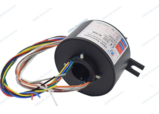 10 Sirkuit 10A Kolektor Listrik Rotary Slip Ring dengan Through Hole Untuk Industri