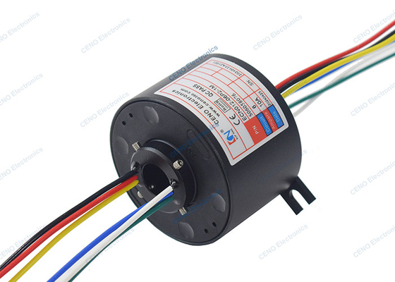 6 Sirkuit 10Amp Listrik Power Slip Ring dengan Through Bor 12mm Untuk Industri