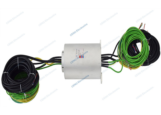 Kawat terlindung IP67 Waterproof Slip Ring dengan sinyal Ethernet Rotary Electrical Connector Diameter dalam Ø50mm