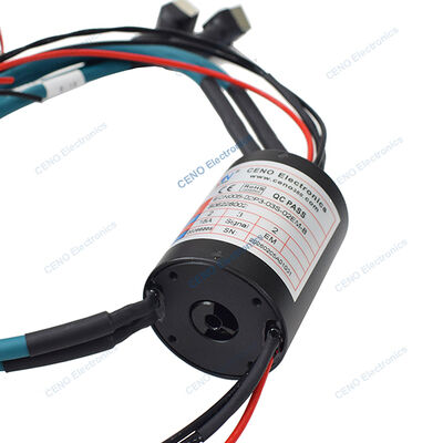 Melalui Hole Slip Ring dengan 2 * 15A Daya Listrik 2 * 100M Ethernet dan sinyal RS485 untuk aplikasi industri